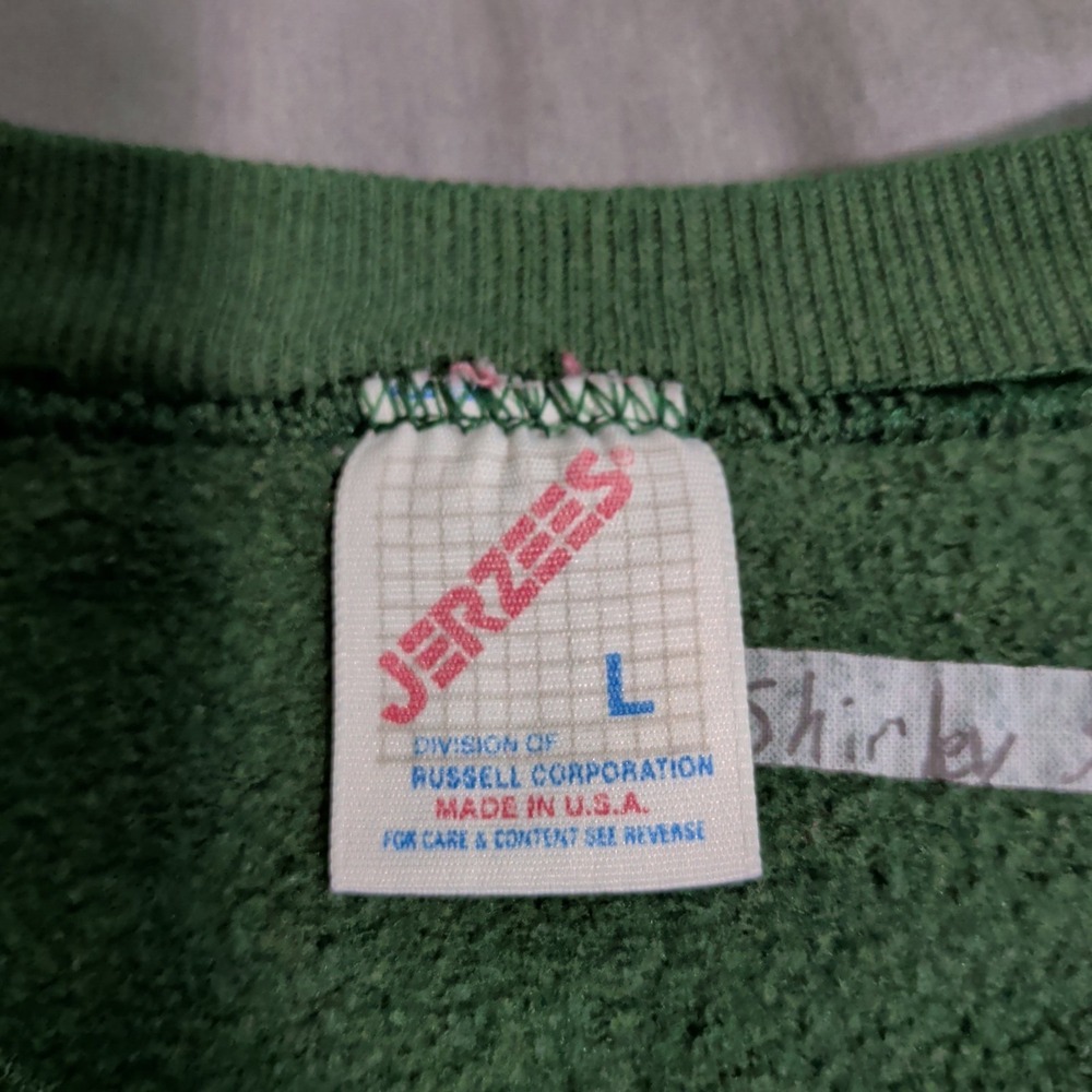 Vintage Jerzees Kitten Sweatshirt Womens Size Large Green Cat Crewneck Grandma - Picture 10 of 11